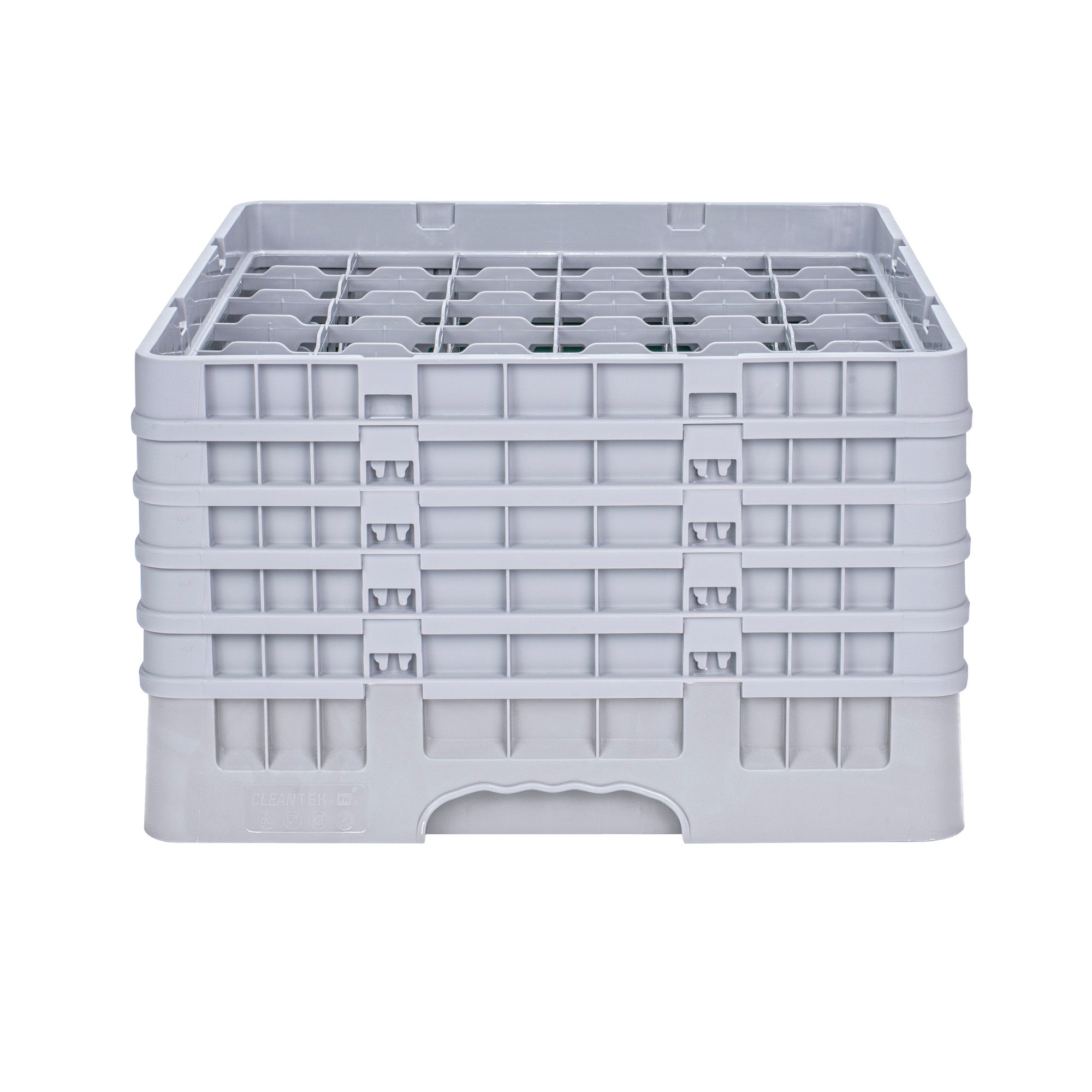 Clean Tek Professional Gray Glass Rack - 36 Compartments, 1 Full Drop and 4 Half Drop Extenders - 19 3/4" x 19 3/4" x 12 1/4" - 1 count box