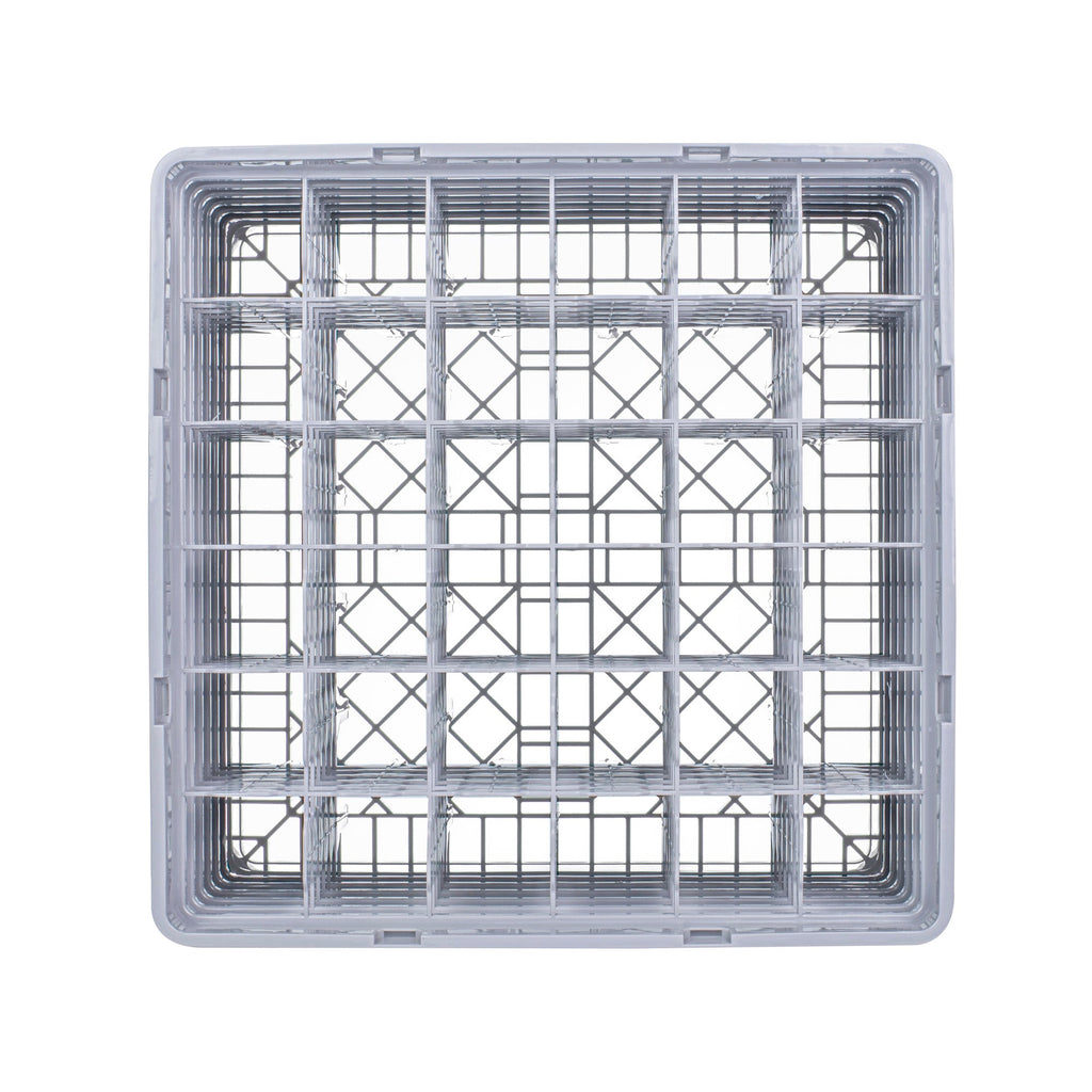 Clean Tek Professional Gray Glass Rack - 36 Compartments, 1 Full Drop and 4 Half Drop Extenders - 19 3/4" x 19 3/4" x 12 1/4" - 1 count box