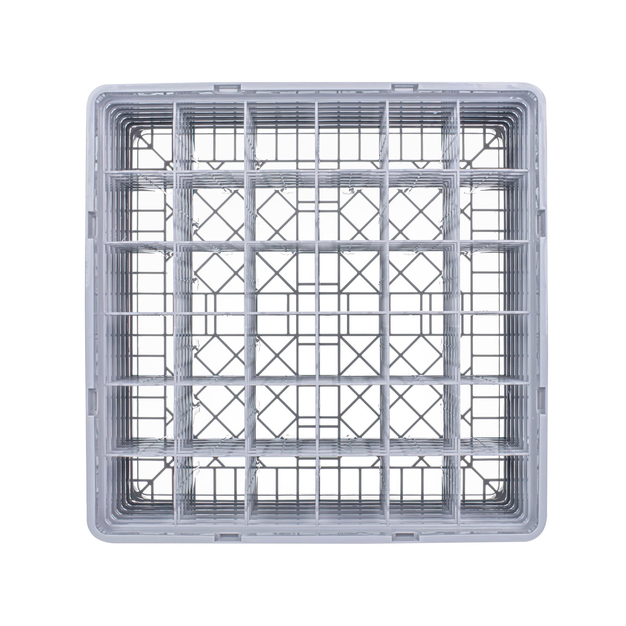Clean Tek Professional Gray Glass Rack - 36 Compartments, 1 Full Drop and 4 Half Drop Extenders - 19 3/4" x 19 3/4" x 12 1/4" - 1 count box