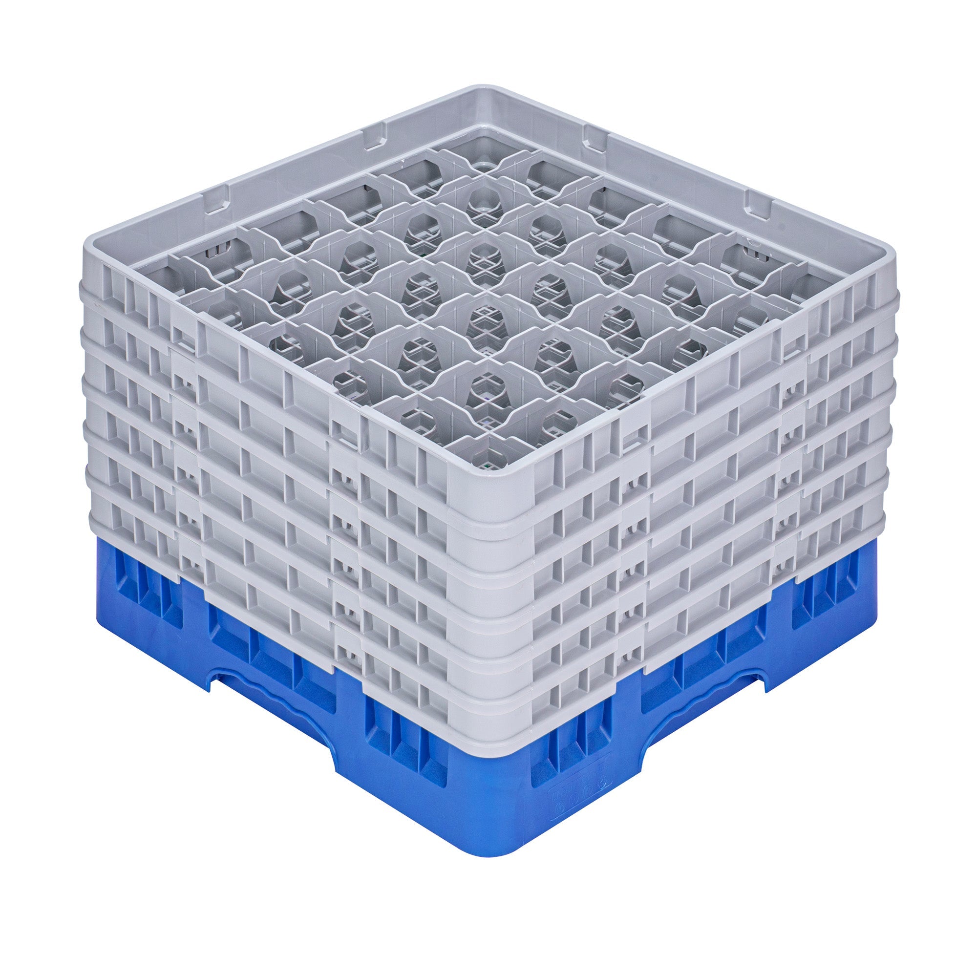 Clean Tek Professional Blue Glass Rack - 36 Compartments, 1 Full Drop and 5 Half Drop Extenders - 19 3/4" x 19 3/4" x 13 3/4" - 1 count box
