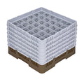 Clean Tek Professional Brown Glass Rack - 36 Compartments, 1 Full Drop and 5 Half Drop Extenders - 19 3/4" x 19 3/4" x 13 3/4" - 1 count box