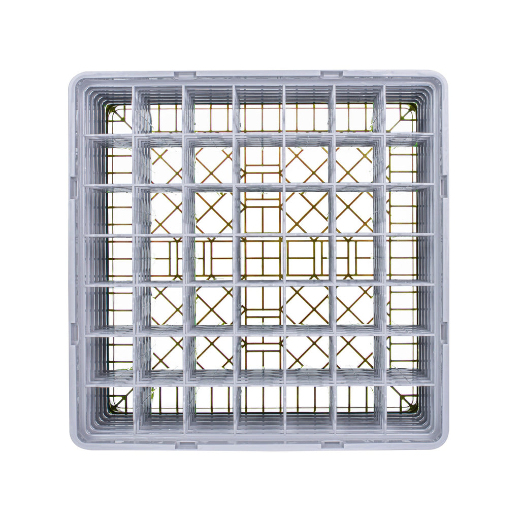 Clean Tek Professional Brown Glass Rack - 36 Compartments, 1 Full Drop and 5 Half Drop Extenders - 19 3/4" x 19 3/4" x 13 3/4" - 1 count box