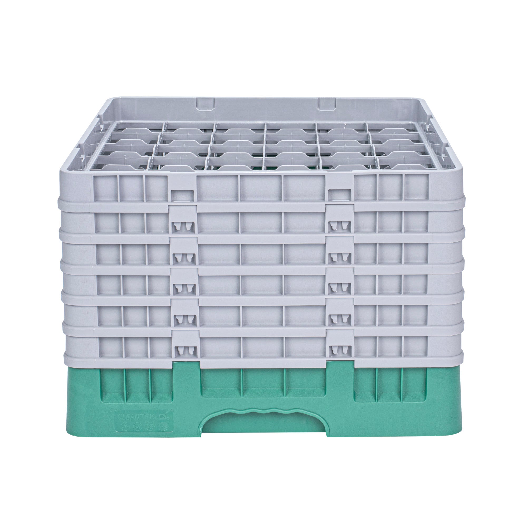 Clean Tek Professional Green Glass Rack - 36 Compartments, 1 Full Drop and 5 Half Drop Extenders - 19 3/4" x 19 3/4" x 13 3/4" - 1 count box