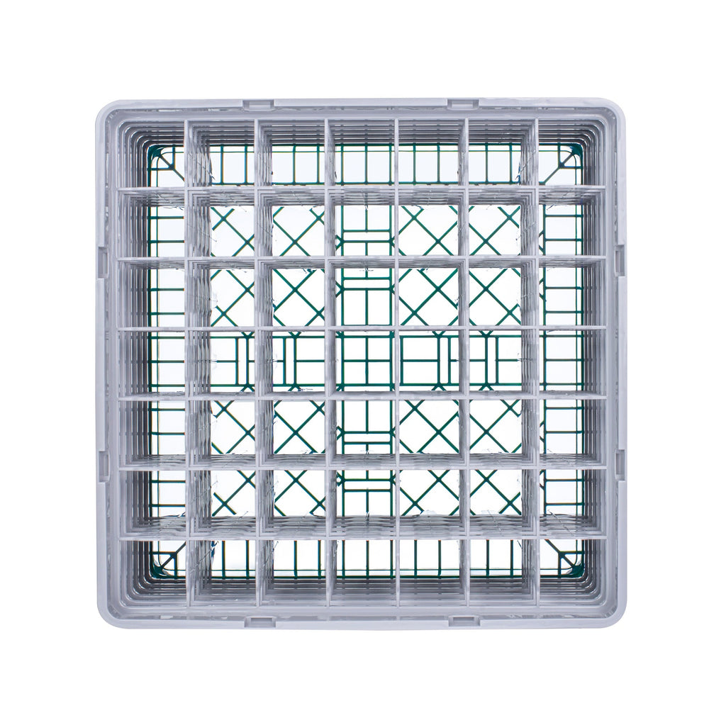 Clean Tek Professional Green Glass Rack - 36 Compartments, 1 Full Drop and 5 Half Drop Extenders - 19 3/4" x 19 3/4" x 13 3/4" - 1 count box