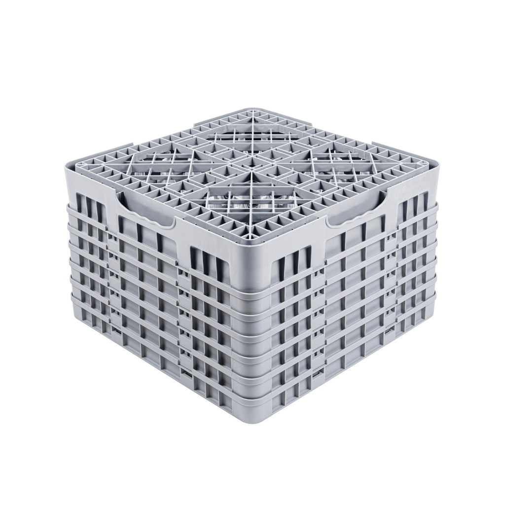 Clean Tek Professional Gray Glass Rack - 36 Compartments, 1 Full Drop and 5 Half Drop Extenders - 19 3/4" x 19 3/4" x 13 3/4" - 1 count box