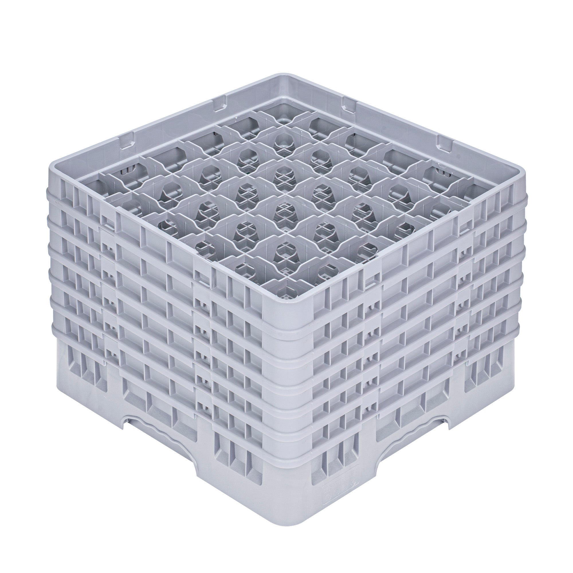 Clean Tek Professional Gray Glass Rack - 36 Compartments, 1 Full Drop and 5 Half Drop Extenders - 19 3/4" x 19 3/4" x 13 3/4" - 1 count box