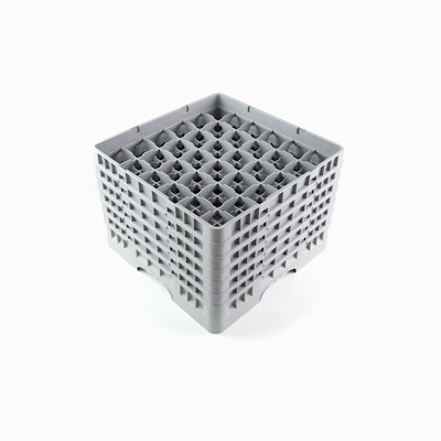 Clean Tek Professional Gray Glass Rack - 36 Compartments, 1 Full Drop and 5 Half Drop Extenders - 19 3/4" x 19 3/4" x 13 3/4" - 1 count box