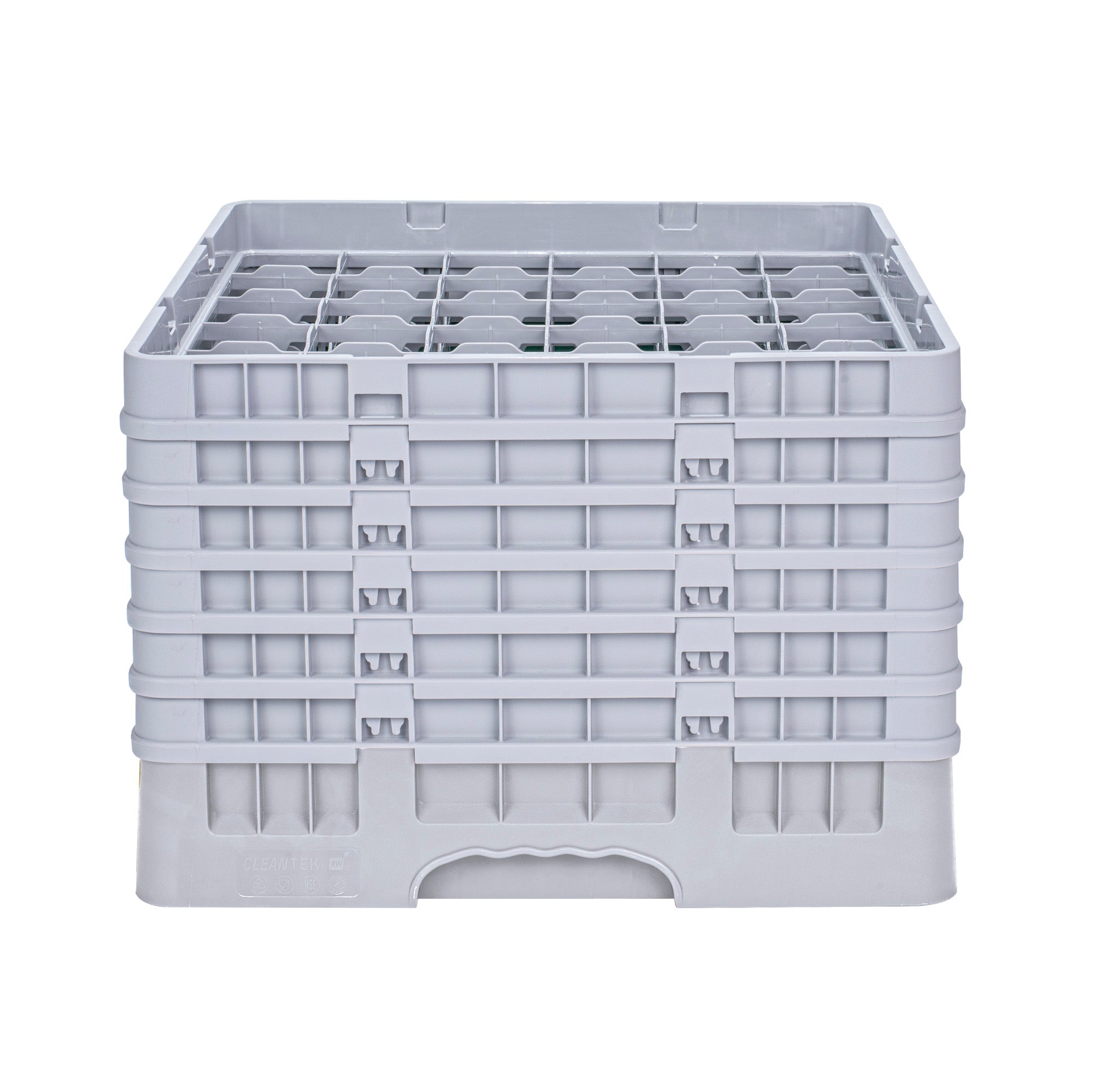 Clean Tek Professional Gray Glass Rack - 36 Compartments, 1 Full Drop and 5 Half Drop Extenders - 19 3/4" x 19 3/4" x 13 3/4" - 1 count box
