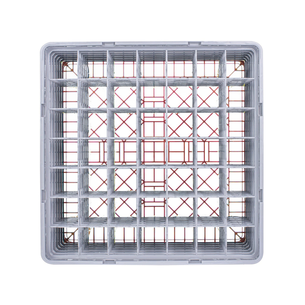 Clean Tek Professional Red Glass Rack - 36 Compartments, 1 Full Drop and 5 Half Drop Extenders - 19 3/4" x 19 3/4" x 13 3/4" - 1 count box