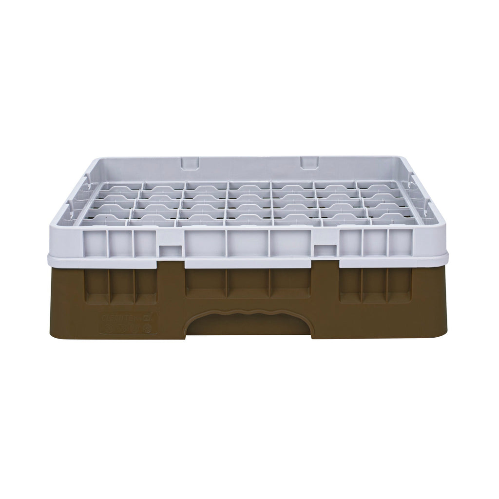 Clean Tek Professional Brown Glass Rack - 49 Compartments, 1 Full Drop Extender - 19 3/4" x 19 3/4" x 5 3/4" - 1 count box