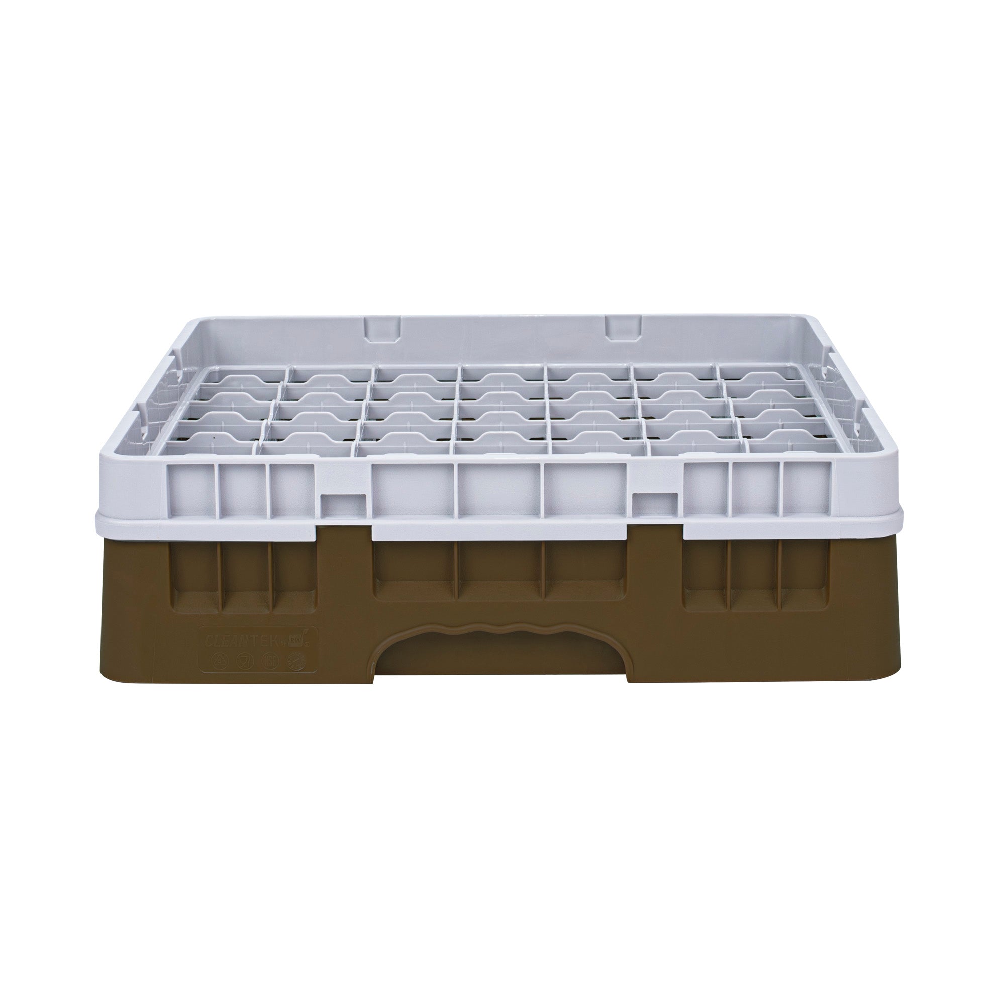 Clean Tek Professional Brown Glass Rack - 49 Compartments, 1 Full Drop Extender - 19 3/4" x 19 3/4" x 5 3/4" - 1 count box