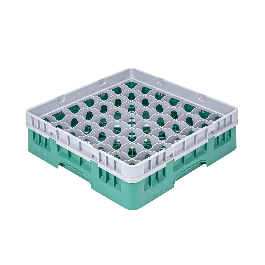 Clean Tek Professional Green Glass Rack - 49 Compartments, 1 Full Drop Extender - 19 3/4" x 19 3/4" x 5 3/4" - 1 count box