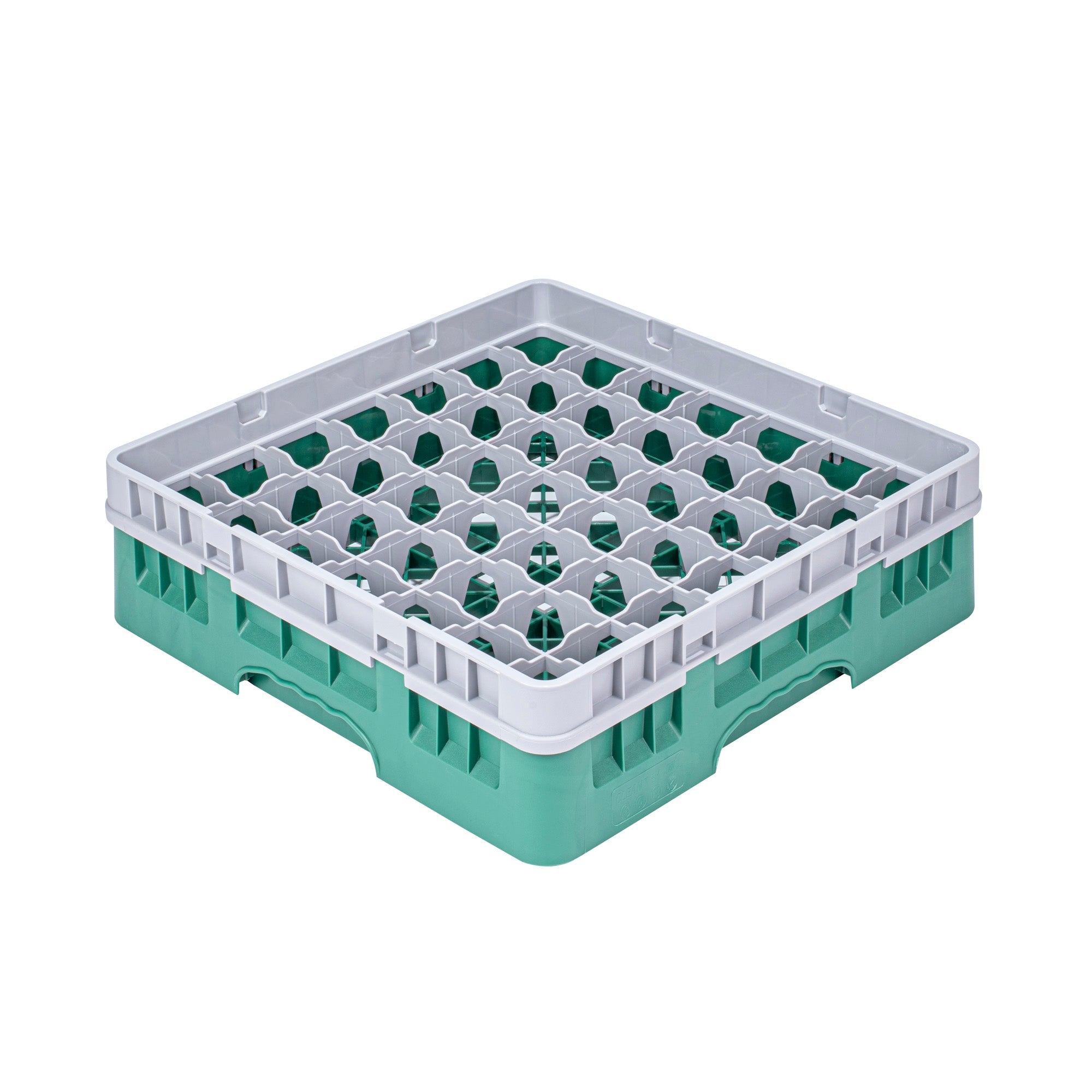 Clean Tek Professional Green Glass Rack - 49 Compartments, 1 Full Drop Extender - 19 3/4" x 19 3/4" x 5 3/4" - 1 count box