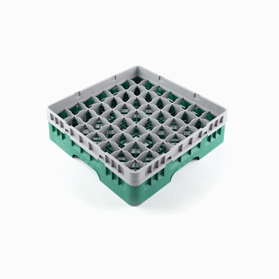 Clean Tek Professional Green Glass Rack - 49 Compartments, 1 Full Drop Extender - 19 3/4" x 19 3/4" x 5 3/4" - 1 count box
