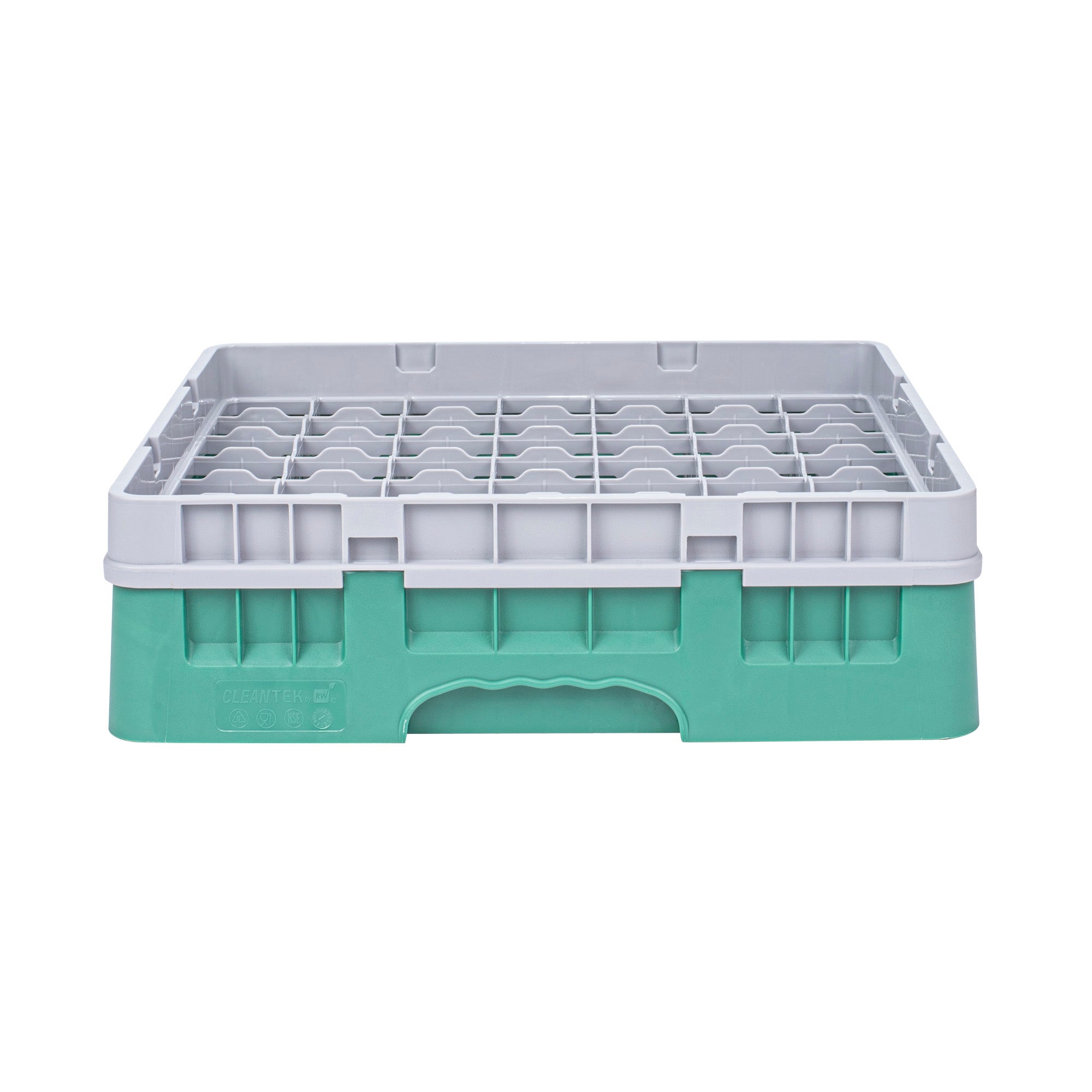Clean Tek Professional Green Glass Rack - 49 Compartments, 1 Full Drop Extender - 19 3/4" x 19 3/4" x 5 3/4" - 1 count box