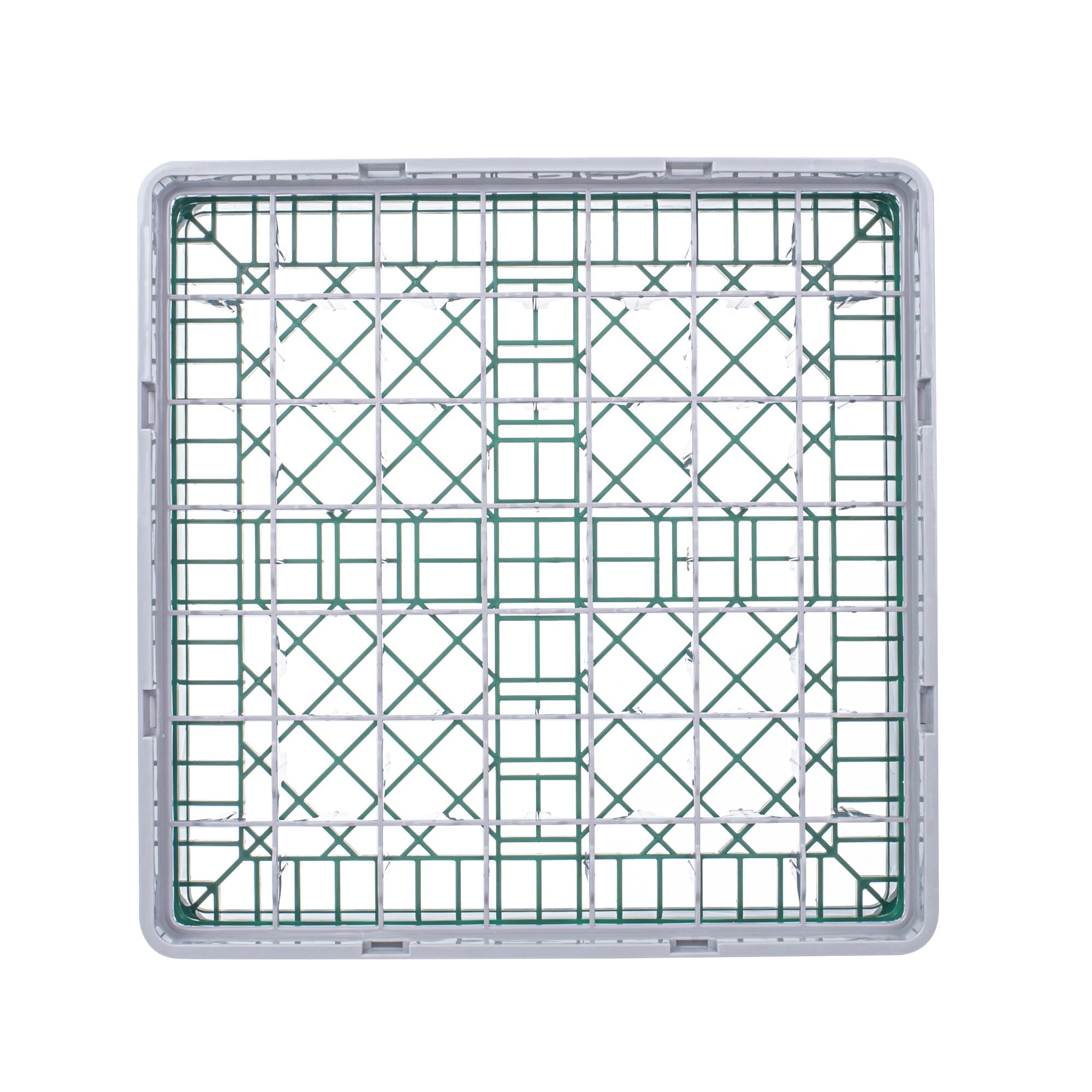 Clean Tek Professional Green Glass Rack - 49 Compartments, 1 Full Drop Extender - 19 3/4" x 19 3/4" x 5 3/4" - 1 count box