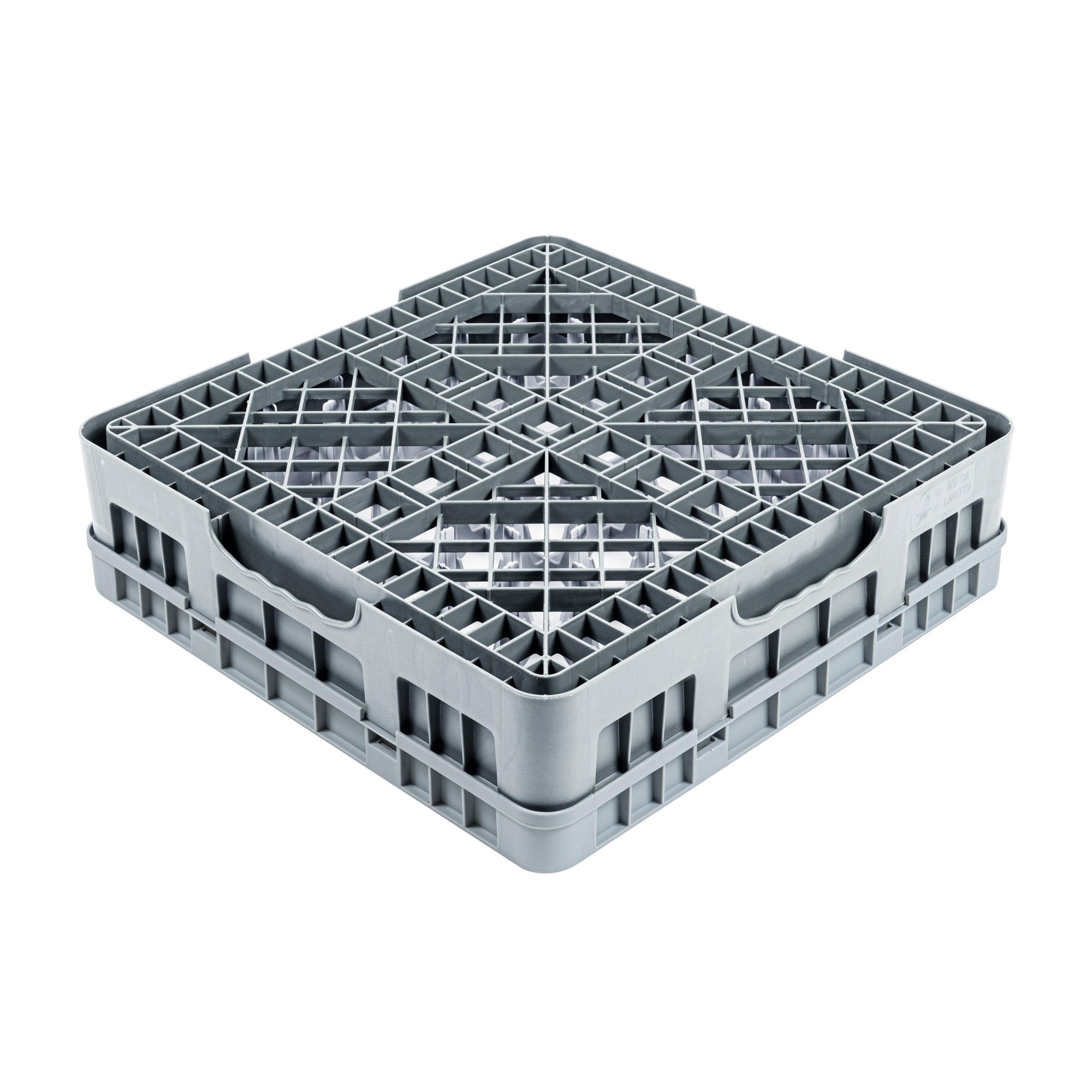 Clean Tek Professional Gray Glass Rack - 49 Compartments, 1 Full Drop Extender - 19 3/4" x 19 3/4" x 5 3/4" - 1 count box