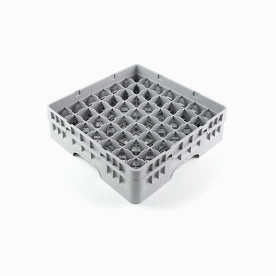 Clean Tek Professional Gray Glass Rack - 49 Compartments, 1 Full Drop Extender - 19 3/4" x 19 3/4" x 5 3/4" - 1 count box