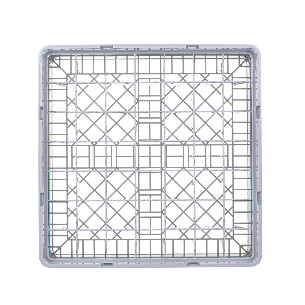 Clean Tek Professional Gray Glass Rack - 49 Compartments, 1 Full Drop Extender - 19 3/4" x 19 3/4" x 5 3/4" - 1 count box