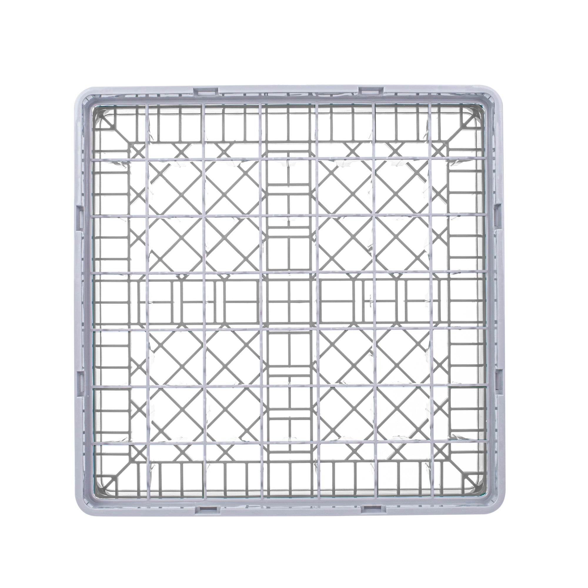Clean Tek Professional Gray Glass Rack - 49 Compartments, 1 Full Drop Extender - 19 3/4" x 19 3/4" x 5 3/4" - 1 count box