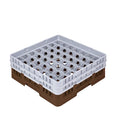 Clean Tek Professional Brown Glass Rack - 49 Compartments, 1 Full Drop and 1 Half Drop Extender - 19 3/4" x 19 3/4" x 7 1/4" - 1 count box