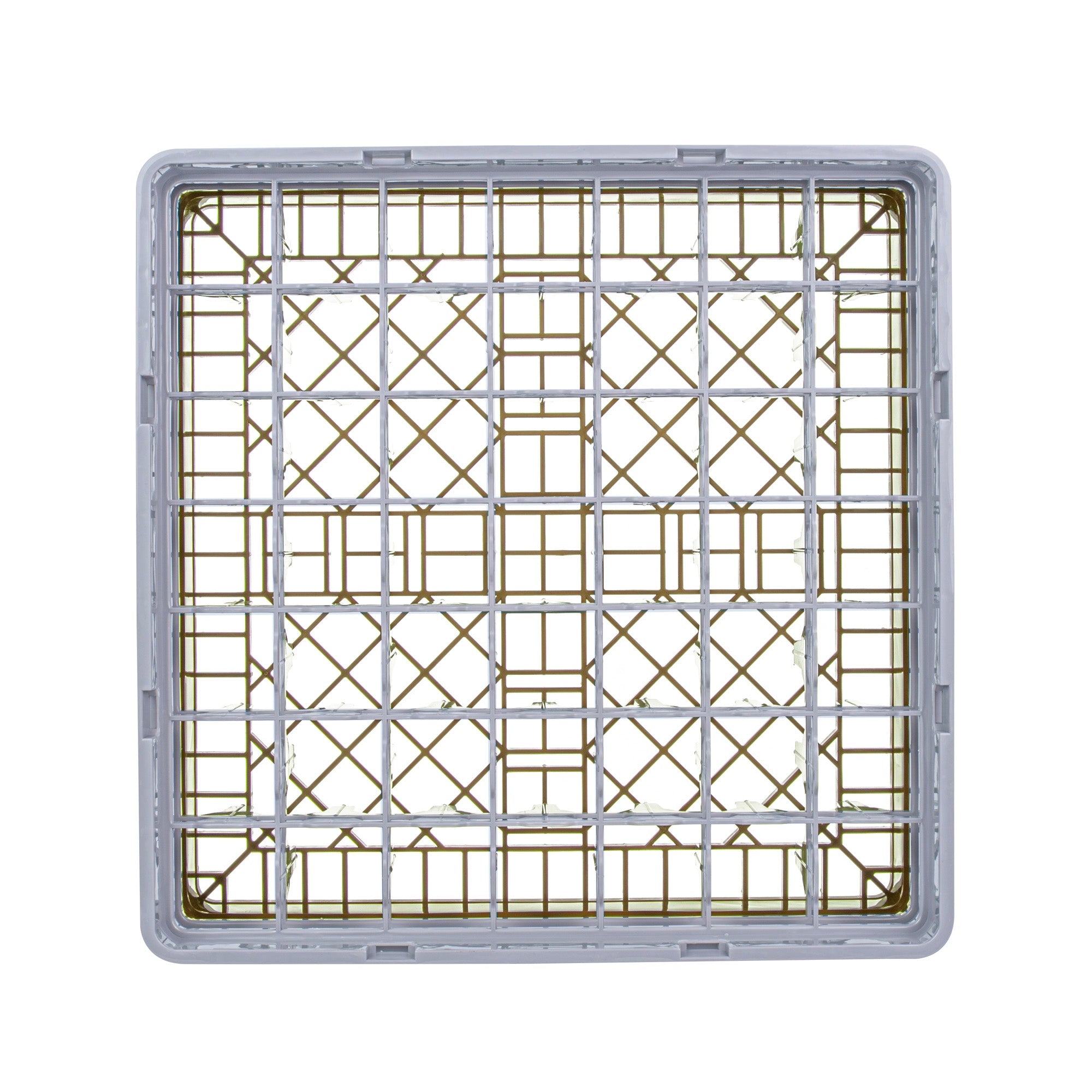 Clean Tek Professional Brown Glass Rack - 49 Compartments, 1 Full Drop and 1 Half Drop Extender - 19 3/4" x 19 3/4" x 7 1/4" - 1 count box