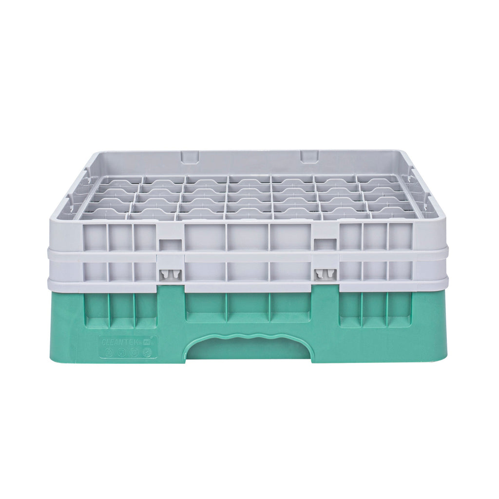 Clean Tek Professional Green Glass Rack - 49 Compartments, 1 Full Drop and 1 Half Drop Extender - 19 3/4" x 19 3/4" x 7 1/4" - 1 count box