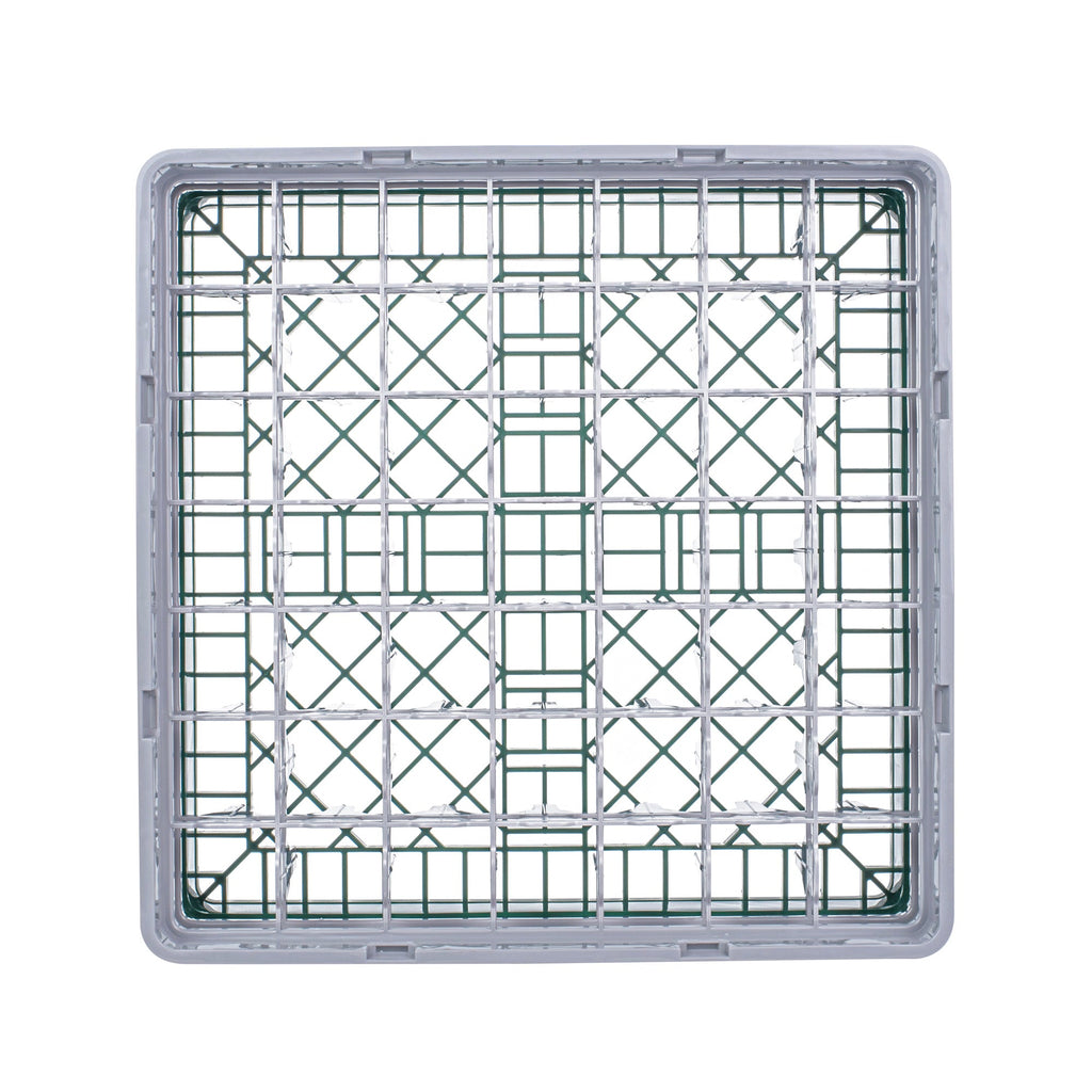 Clean Tek Professional Green Glass Rack - 49 Compartments, 1 Full Drop and 1 Half Drop Extender - 19 3/4" x 19 3/4" x 7 1/4" - 1 count box