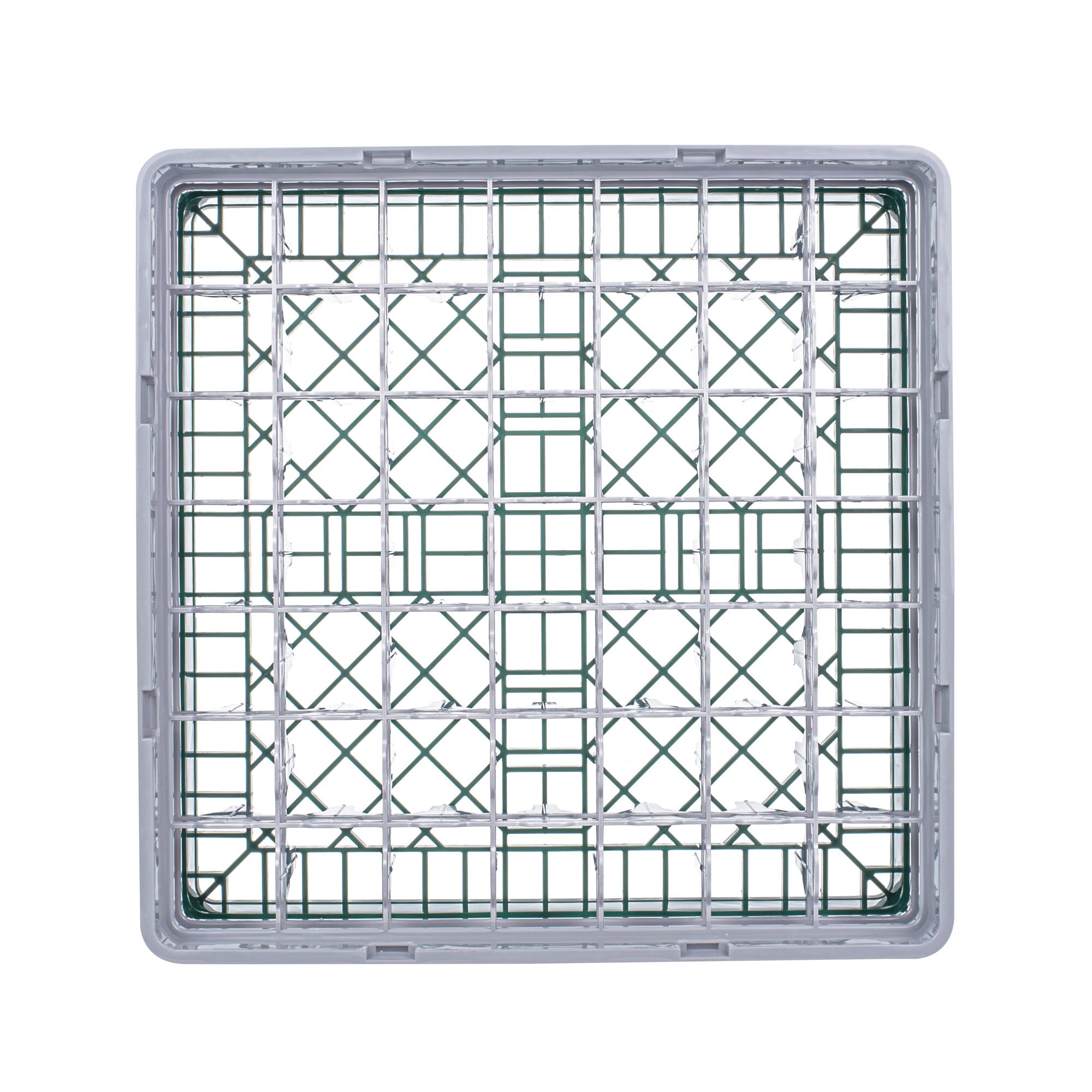 Clean Tek Professional Green Glass Rack - 49 Compartments, 1 Full Drop and 1 Half Drop Extender - 19 3/4" x 19 3/4" x 7 1/4" - 1 count box