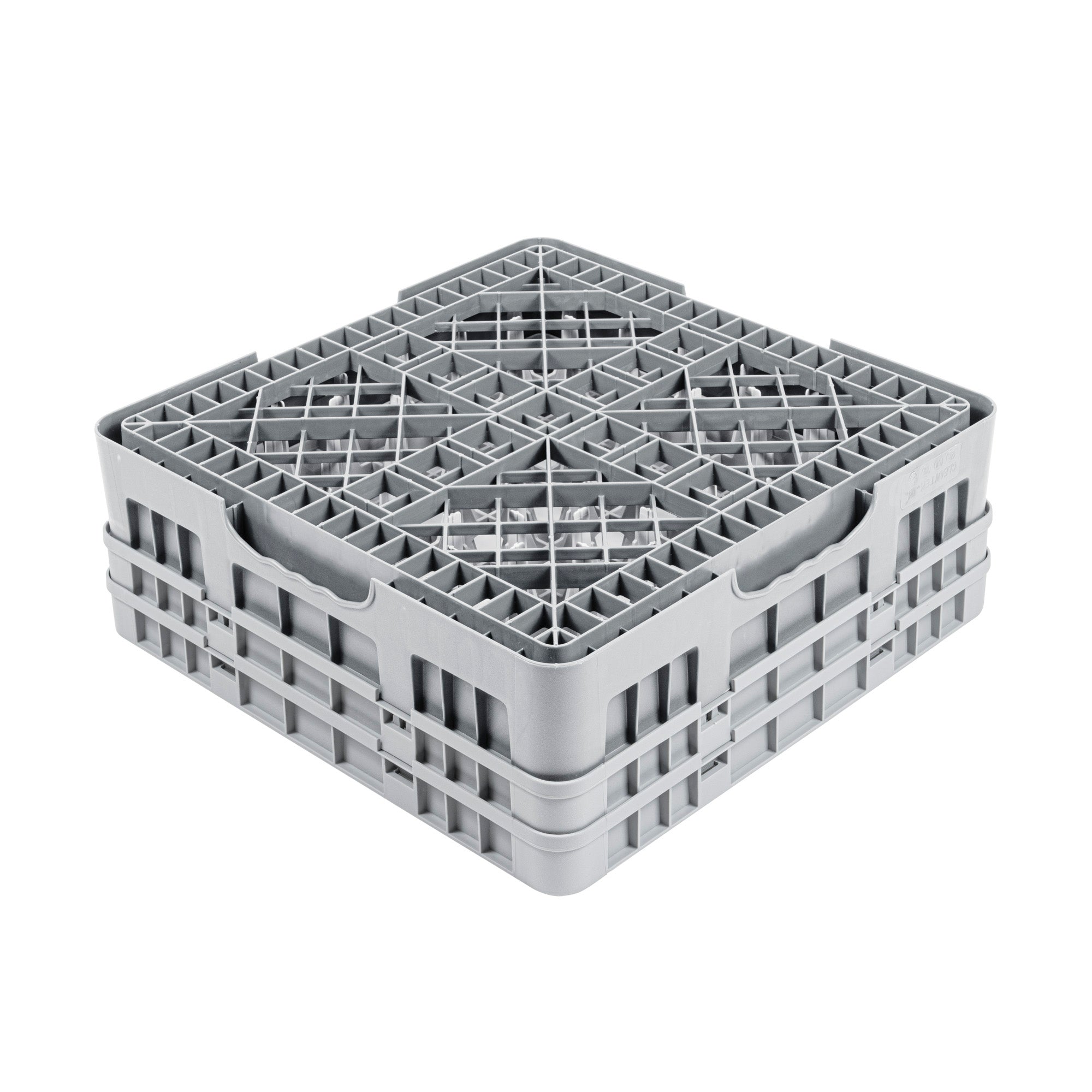 Clean Tek Professional Gray Glass Rack - 49 Compartments, 1 Full Drop and 1 Half Drop Extender - 19 3/4" x 19 3/4" x 7 1/4" - 1 count box