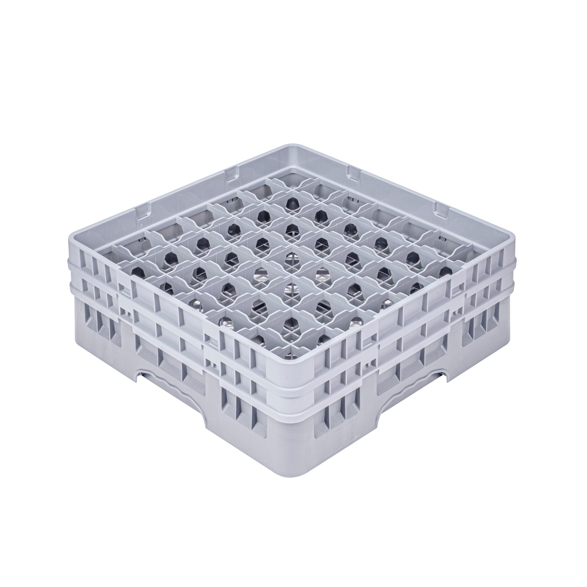 Clean Tek Professional Gray Glass Rack - 49 Compartments, 1 Full Drop and 1 Half Drop Extender - 19 3/4" x 19 3/4" x 7 1/4" - 1 count box