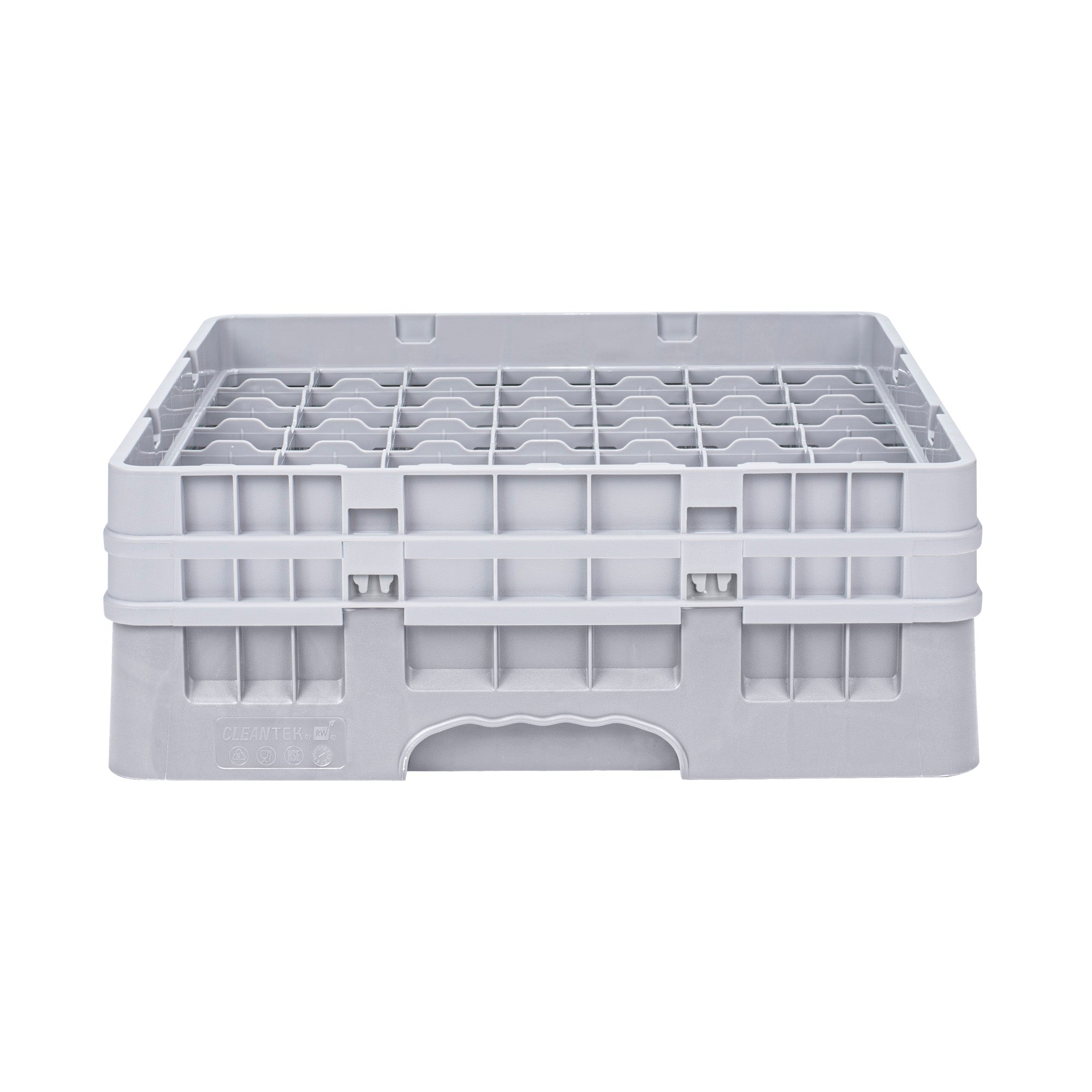 Clean Tek Professional Gray Glass Rack - 49 Compartments, 1 Full Drop and 1 Half Drop Extender - 19 3/4" x 19 3/4" x 7 1/4" - 1 count box