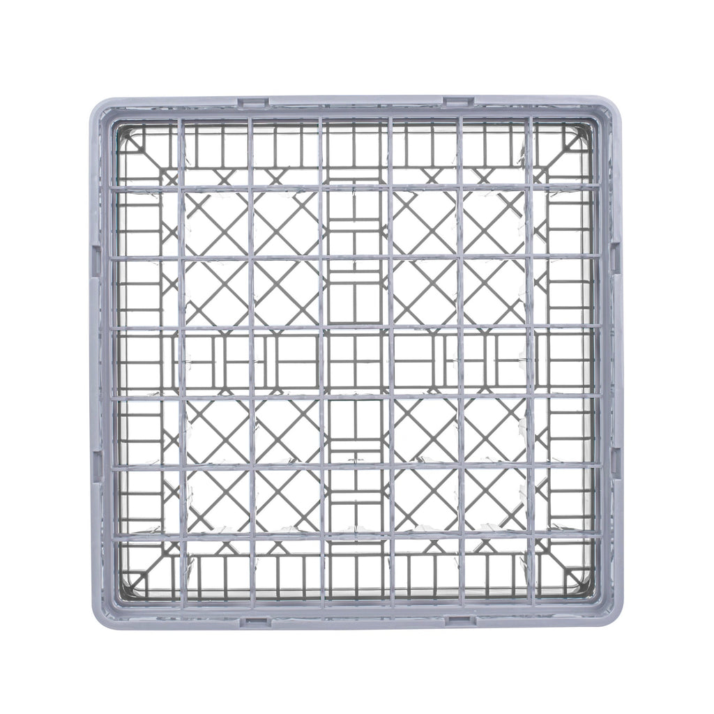 Clean Tek Professional Gray Glass Rack - 49 Compartments, 1 Full Drop and 1 Half Drop Extender - 19 3/4" x 19 3/4" x 7 1/4" - 1 count box