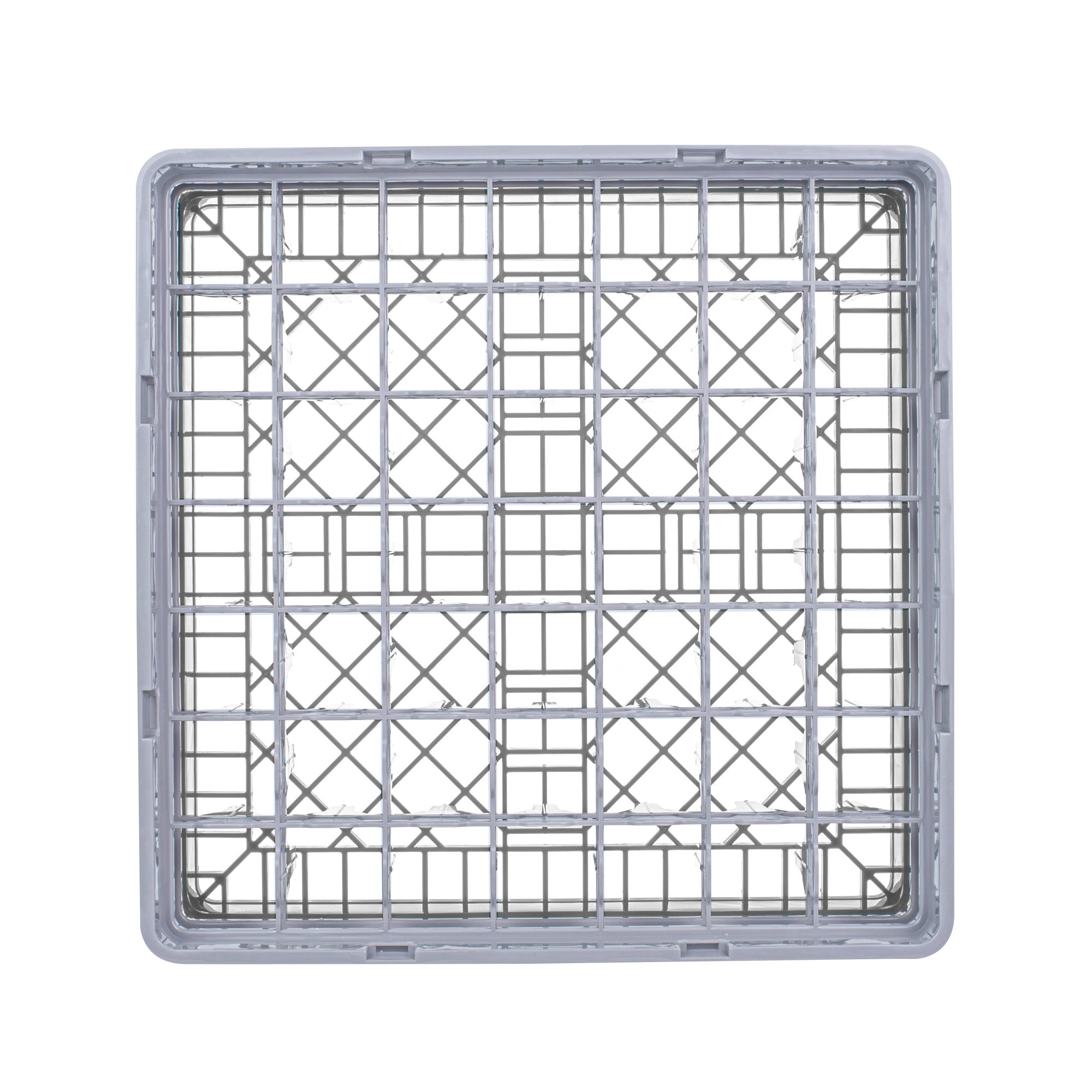Clean Tek Professional Gray Glass Rack - 49 Compartments, 1 Full Drop and 1 Half Drop Extender - 19 3/4" x 19 3/4" x 7 1/4" - 1 count box