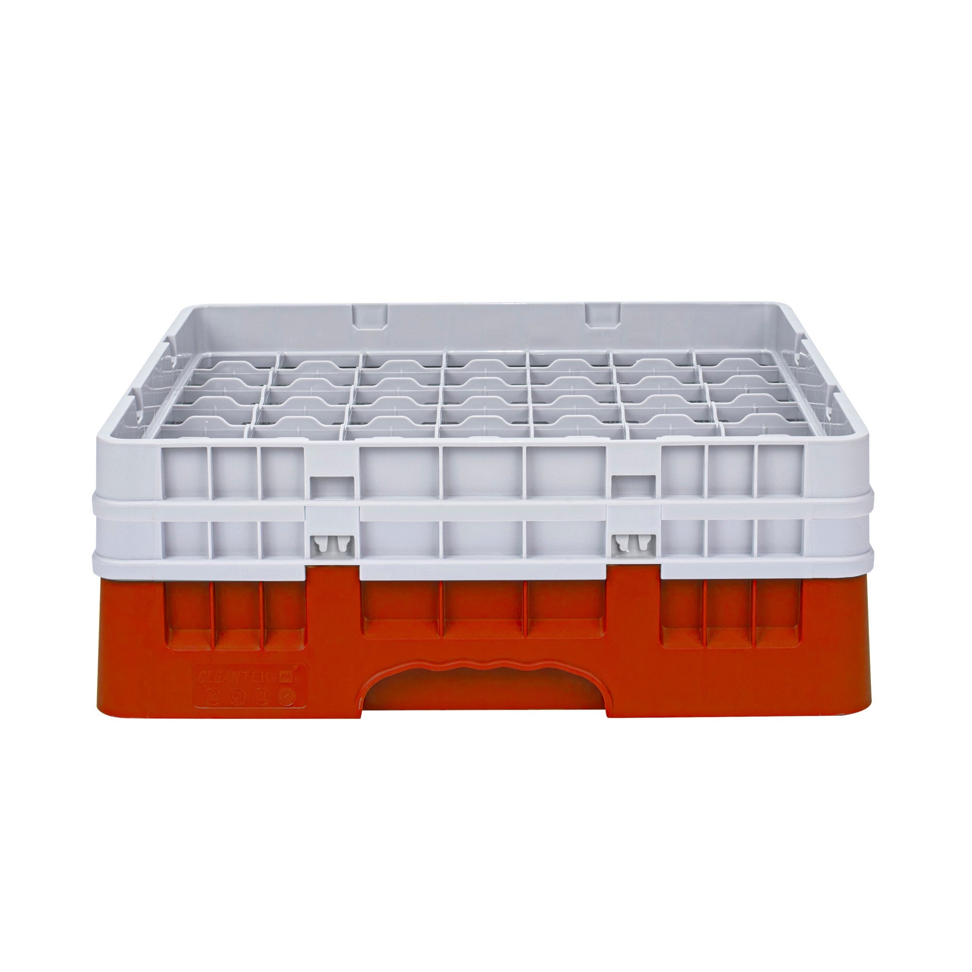Clean Tek Professional Red Glass Rack - 49 Compartments, 1 Full Drop and 1 Half Drop Extender - 19 3/4" x 19 3/4" x 7 1/4" - 1 count box