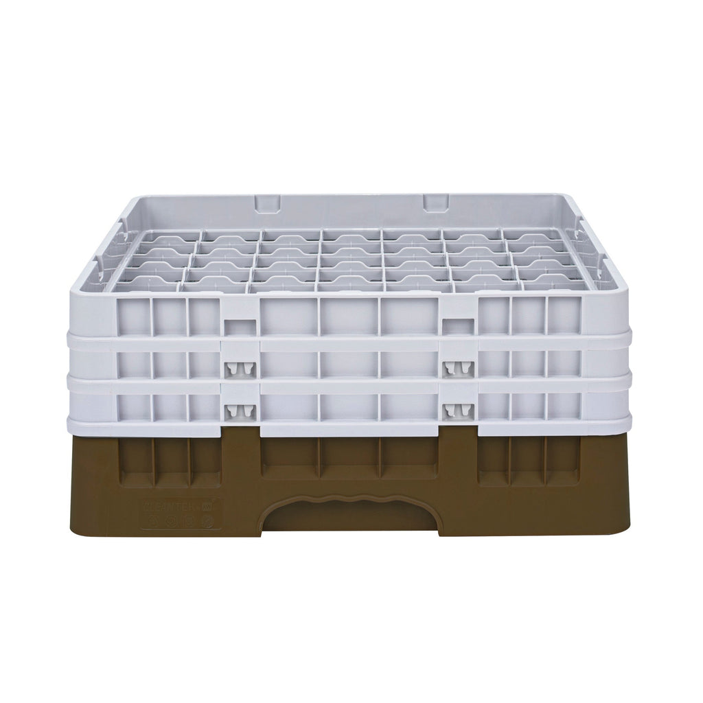 Clean Tek Professional Brown Glass Rack - 49 Compartments, 1 Full Drop and 2 Half Drop Extenders - 19 3/4" x 19 3/4" x 8 3/4" - 1 count box