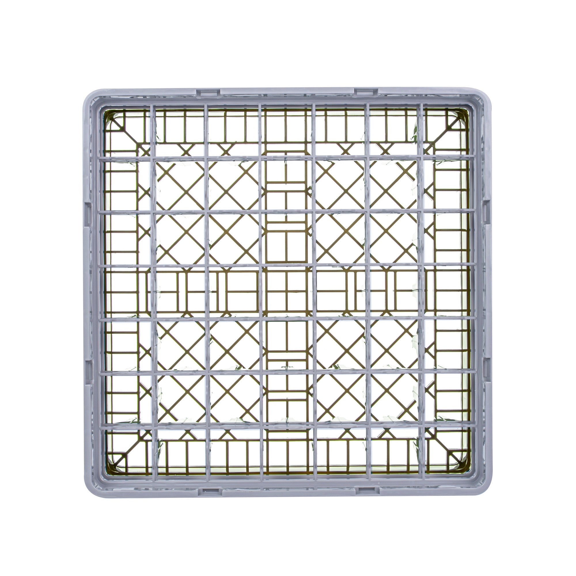 Clean Tek Professional Brown Glass Rack - 49 Compartments, 1 Full Drop and 2 Half Drop Extenders - 19 3/4" x 19 3/4" x 8 3/4" - 1 count box