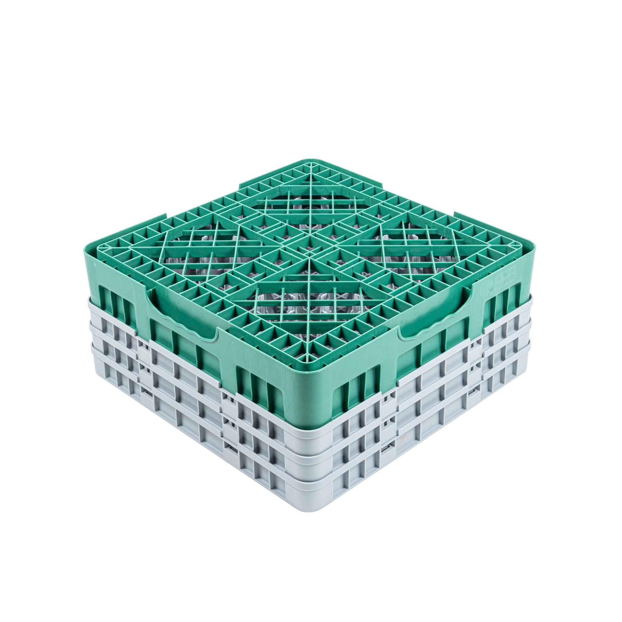 Clean Tek Professional Green Glass Rack - 49 Compartments, 1 Full Drop and 2 Half Drop Extenders - 19 3/4" x 19 3/4" x 8 3/4" - 1 count box