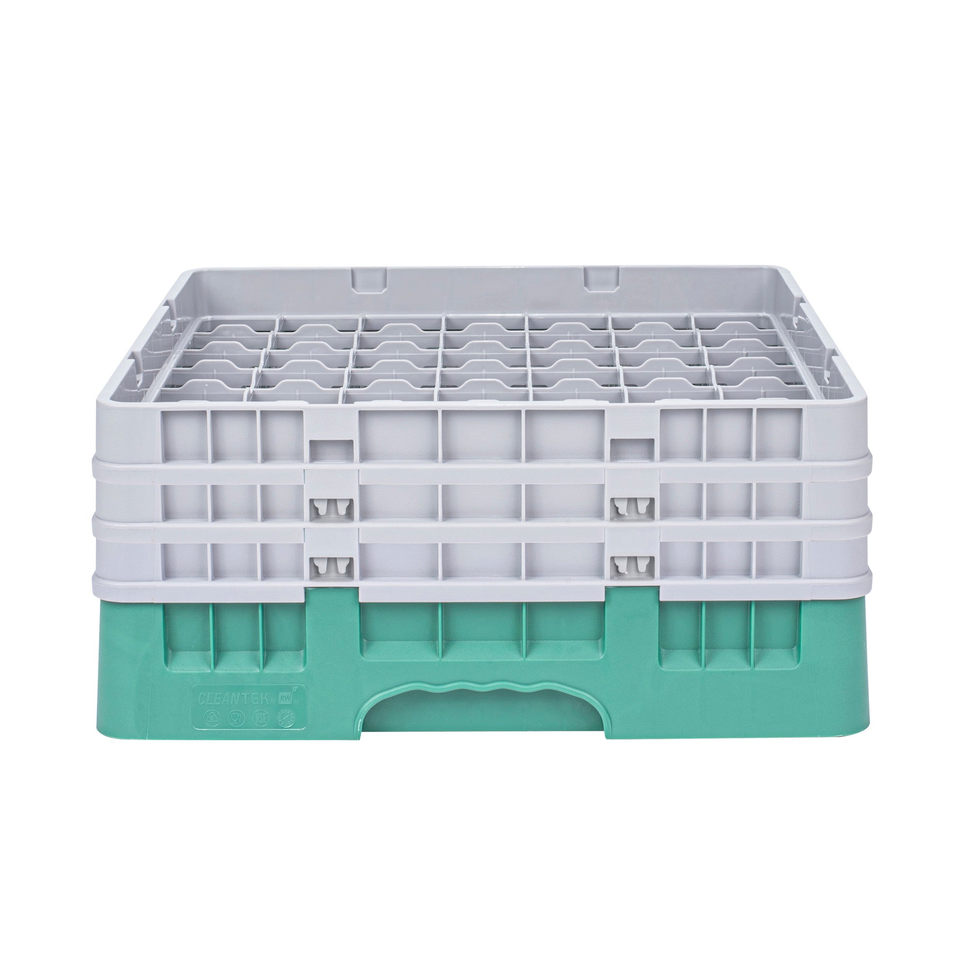 Clean Tek Professional Green Glass Rack - 49 Compartments, 1 Full Drop and 2 Half Drop Extenders - 19 3/4" x 19 3/4" x 8 3/4" - 1 count box