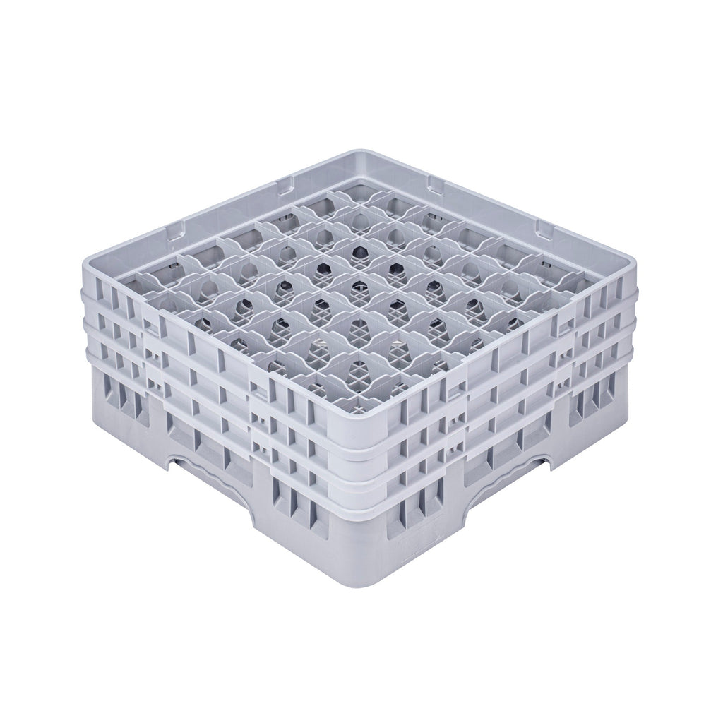 Clean Tek Professional Gray Glass Rack - 49 Compartments, 1 Full Drop and 2 Half Drop Extenders - 19 3/4" x 19 3/4" x 8 3/4" - 1 count box