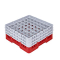 Clean Tek Professional Red Glass Rack - 49 Compartments, 1 Full Drop and 2 Half Drop Extenders - 19 3/4" x 19 3/4" x 8 3/4" - 1 count box