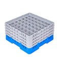 Clean Tek Professional Blue Glass Rack - 49 Compartments, 1 Full Drop and 3 Half Drop Extenders - 19 3/4" x 19 3/4" x 10 1/2" - 1 count box