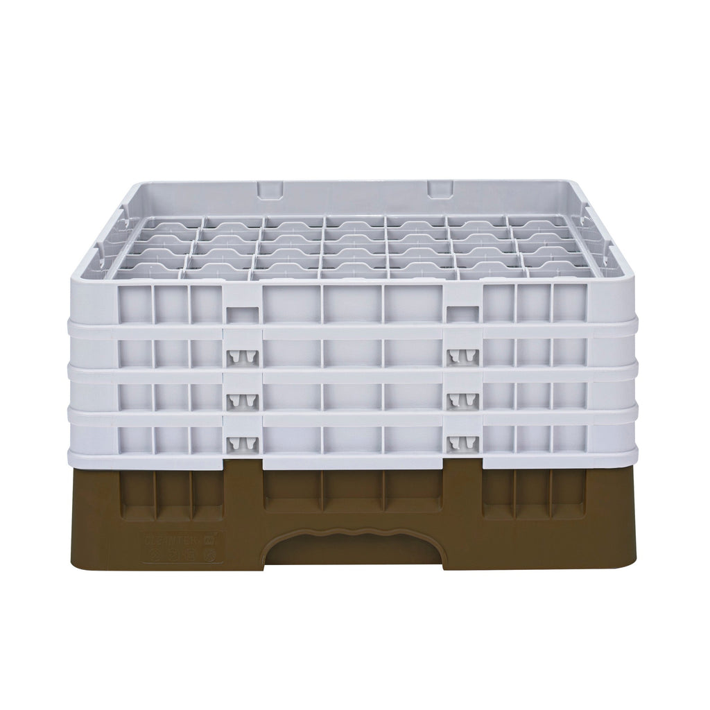 Clean Tek Professional Brown Glass Rack - 49 Compartments, 1 Full Drop and 3 Half Drop Extenders - 19 3/4" x 19 3/4" x 10 1/2" - 1 count box