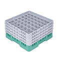 Clean Tek Professional Green Glass Rack - 49 Compartments, 1 Full Drop and 3 Half Drop Extenders - 19 3/4" x 19 3/4" x 10 1/2" - 1 count box