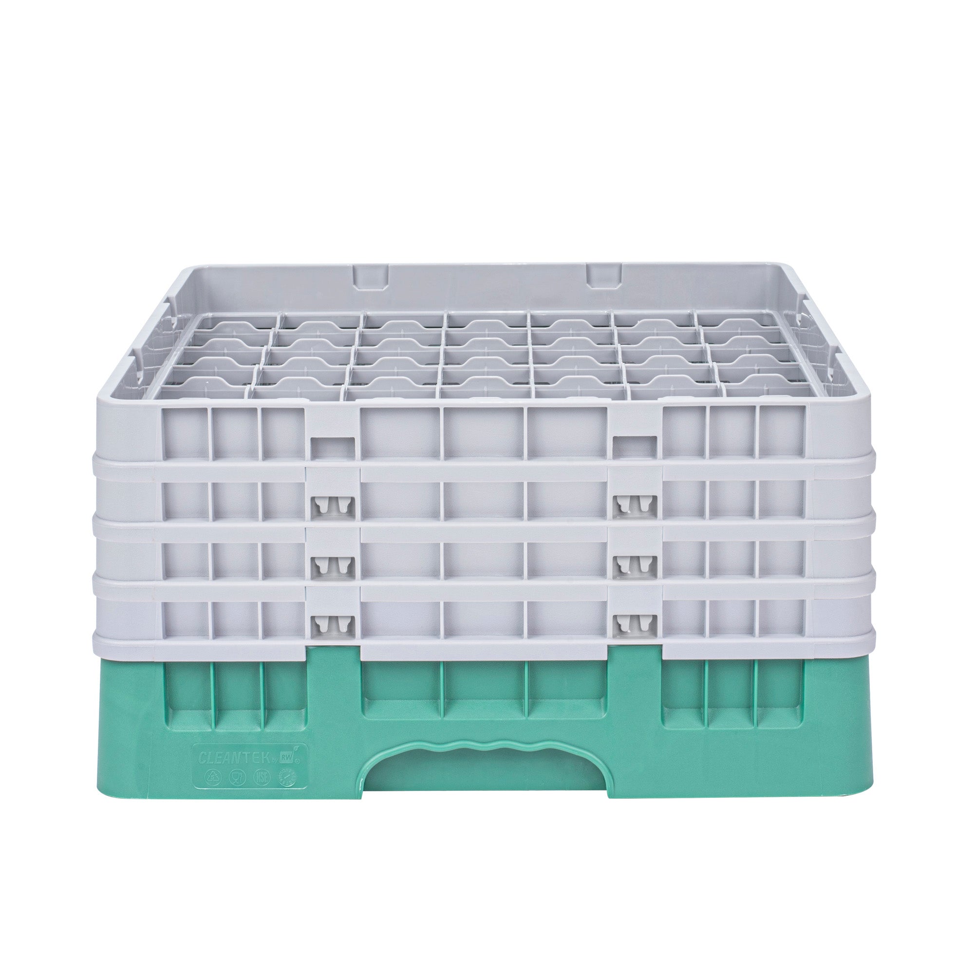 Clean Tek Professional Green Glass Rack - 49 Compartments, 1 Full Drop and 3 Half Drop Extenders - 19 3/4" x 19 3/4" x 10 1/2" - 1 count box