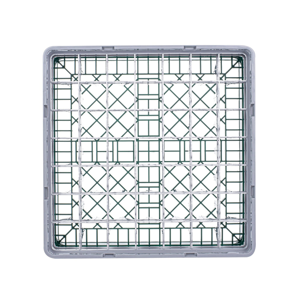 Clean Tek Professional Green Glass Rack - 49 Compartments, 1 Full Drop and 3 Half Drop Extenders - 19 3/4" x 19 3/4" x 10 1/2" - 1 count box