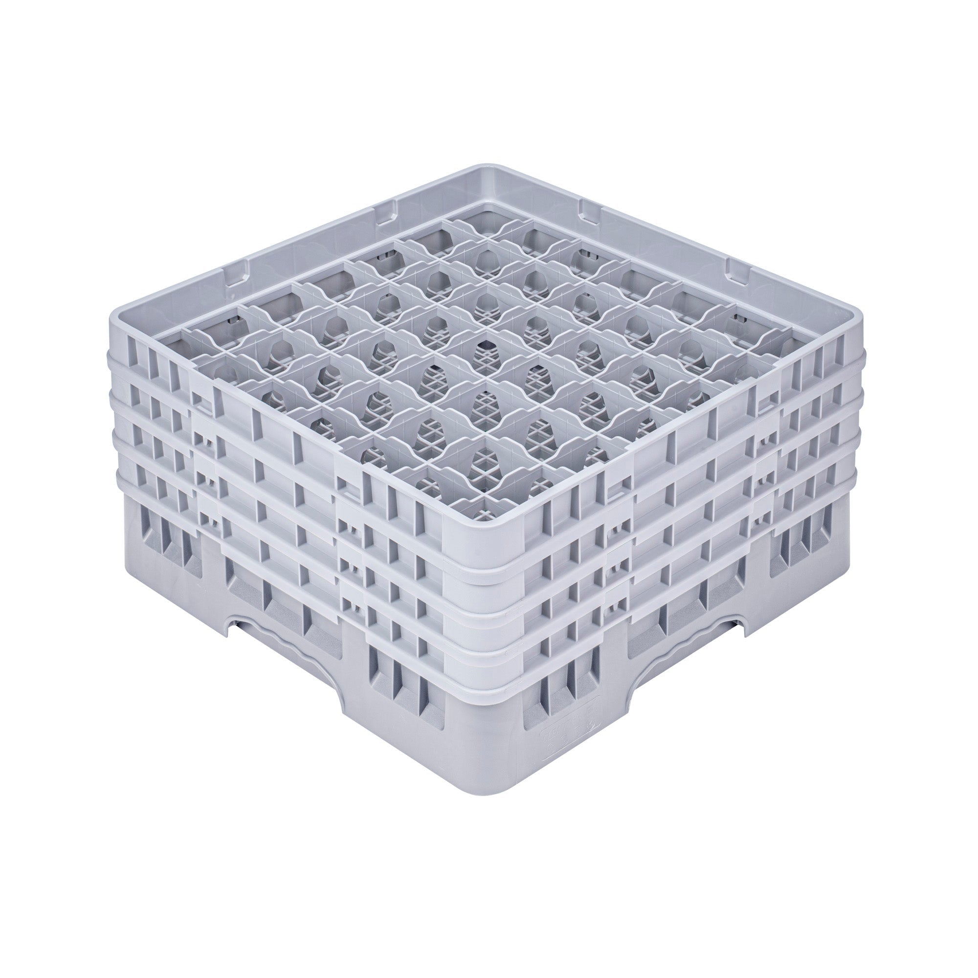 Clean Tek Professional Gray Glass Rack - 49 Compartments, 1 Full Drop and 3 Half Drop Extenders - 19 3/4" x 19 3/4" x 10 1/2" - 1 count box