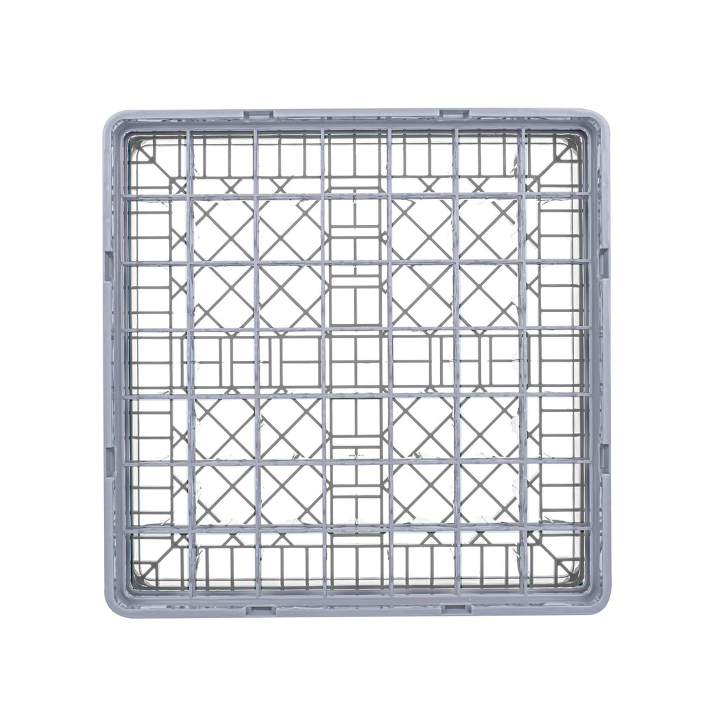 Clean Tek Professional Gray Glass Rack - 49 Compartments, 1 Full Drop and 3 Half Drop Extenders - 19 3/4" x 19 3/4" x 10 1/2" - 1 count box