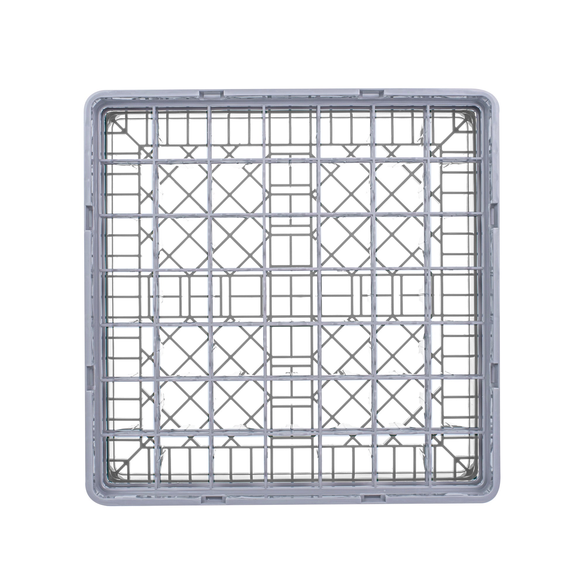 Clean Tek Professional Gray Glass Rack - 49 Compartments, 1 Full Drop and 3 Half Drop Extenders - 19 3/4" x 19 3/4" x 10 1/2" - 1 count box