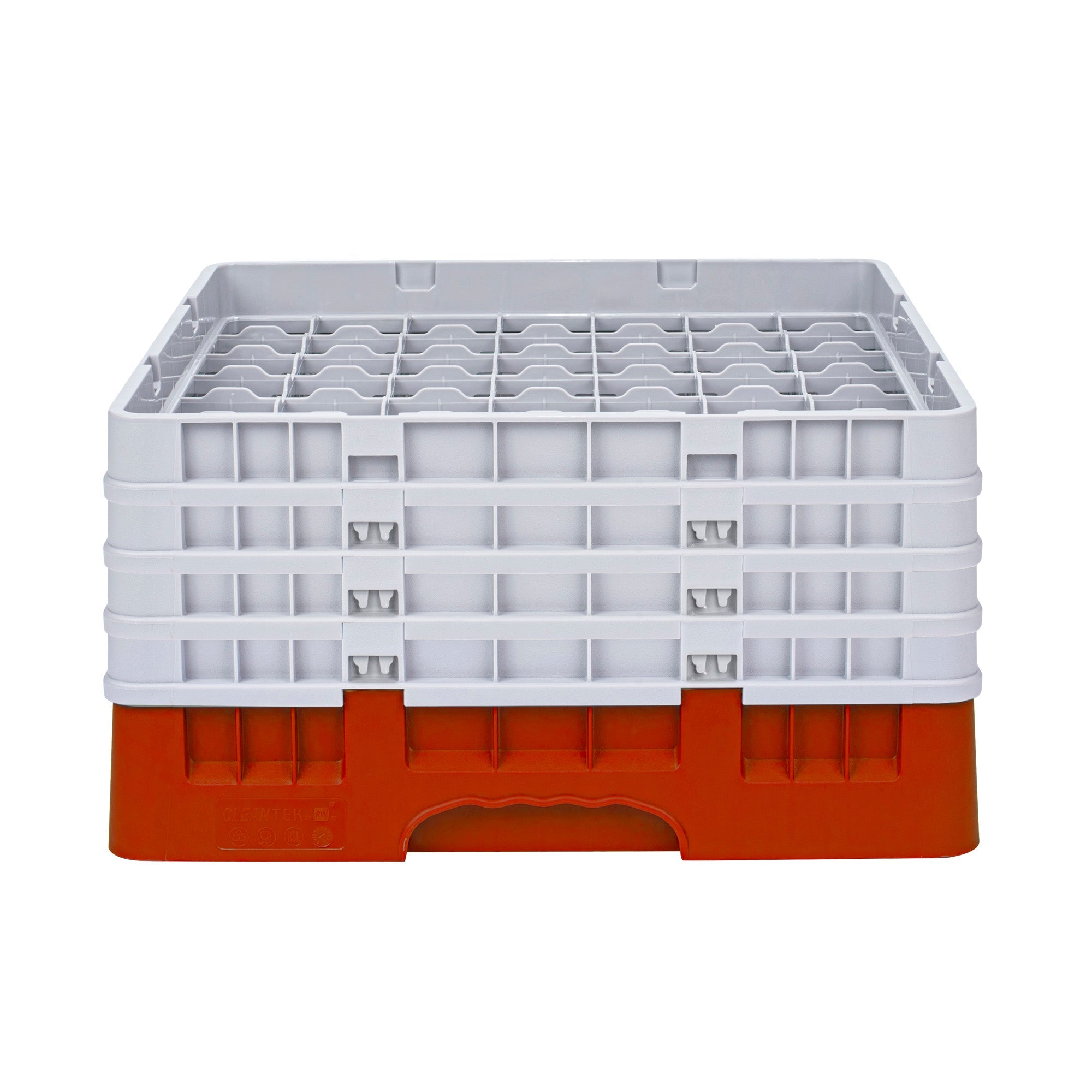 Clean Tek Professional Red Glass Rack - 49 Compartments, 1 Full Drop and 3 Half Drop Extenders - 19 3/4" x 19 3/4" x 10 1/2" - 1 count box